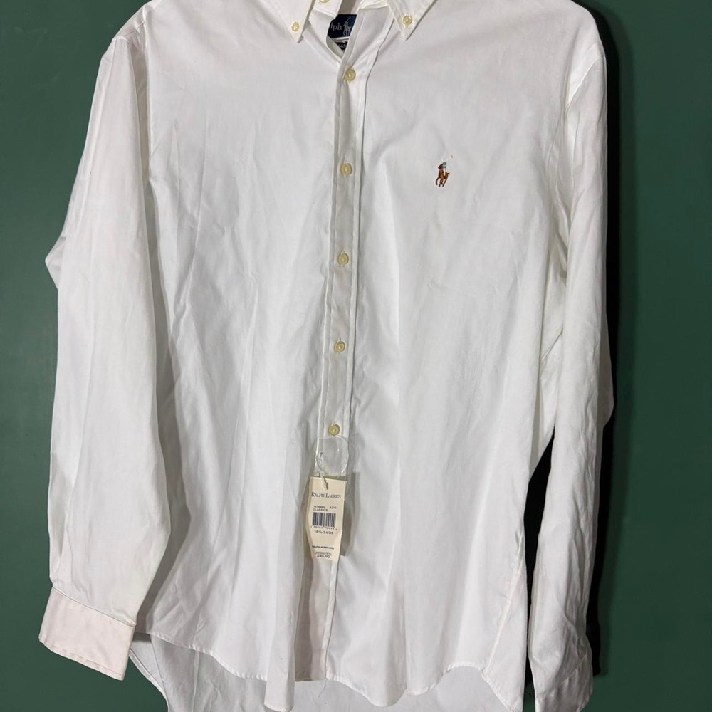 Vintage Ralph Lauren White Button Up Shirt Classic Fit Mens 16.5 34/35 NWT